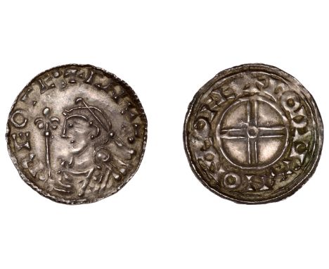 Cnut (1016-1035), Penny, Short Cross type, York, Godman, cnvt r eofe, diademed bust left with sceptre, rev. godman on eofe, v