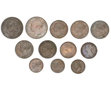 Victoria, Halfpence (3), undated, an obverse brockage, 1851, 1860, beaded borders (S 3949, 3956); together with miscellaneous