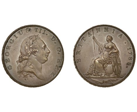 George III (1760-1820), Pre-1816 issues, Pattern Halfpenny, 1788 (late Soho), by J.-P. Droz, in bronzed-copper, laureate bust