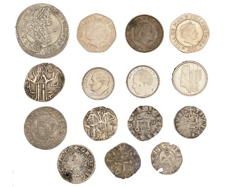 Austria, Leopold I, 15 Kreuzer, 1693, Breslau (KM. 462); together with other World coins in silver (5), base metal (9) [15]. 