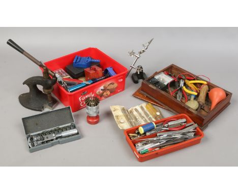 A quantity of horologist tools including wrenches, micro drivers etc.