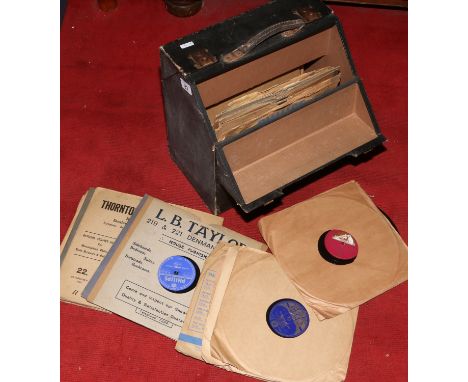 An original 1940s 'The Boa' 78rpm carry case and contents of records to include Regal Zonophone and Decca examples.