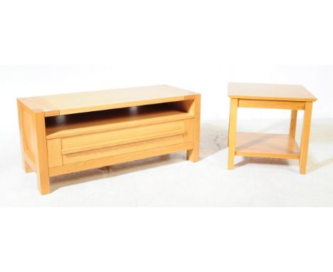 M&amp;S Sonoma - A contemporary Marks and Spencers Sonoma range oak wood TV stand, alongside a oak furniture land manner side