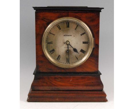 Norman of Pimlico - a mid-19th century walnut cased bracket clock, the case having glass panel to top, signed silvered dial w