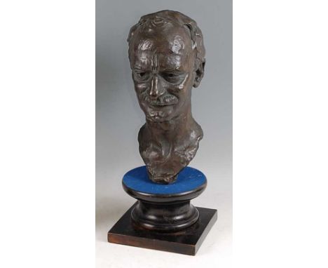 Gustinus Ambrosi (1893-1975) - a large bronze portrait bust of a gentleman, naturalistically modelled, dark-brown patina, sig