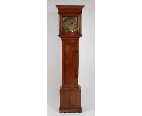 Philip Avenell of Farnham - a George III oak longcase clock, having a 10.5" square brass dial ,with brass chapter ring with R