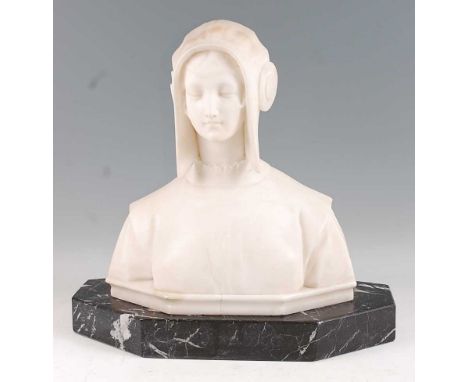 Umberto Stiaccini for the Galleria Romanelli in Florence - a large early 20th century carved white marble portrait bust of Da