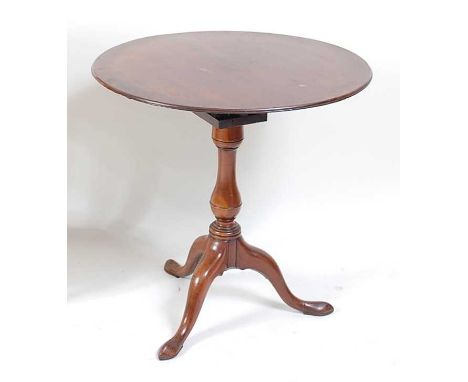 A 19th century mahogany pedestal tilt-top tripod table, having birdcage action, bearing plaque for S&H Jewell of High Holborn