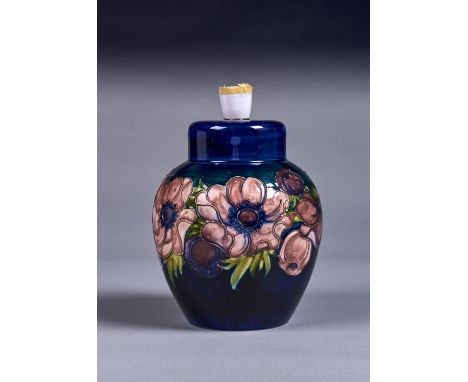 A MOORCROFT ANEMONE LAMP, 1953-78, 20CM H EXCLUDING AFFIXED FITMENT, IMPRESSED MARK, PAINTED INITIALS Condition reportUndamag