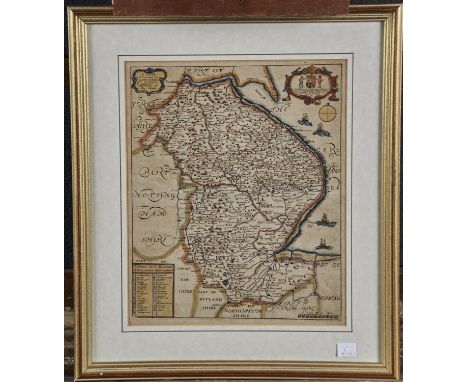 RICHARD BLOME - LINCOLNSHIRE, ENGRAVED MAP, C1673, HAND COLOURED, 33 X 27.5CM, A MINIATURE SPEED MAP OF WESTMORLAND AND CUMBE