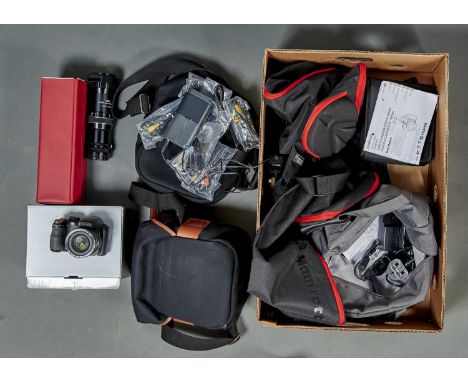 A PENTAX K200 DIGITAL SLR CAMERA BODY, A PENTAX MX 35MM CAMERA BODY AND VARIOUS ACCESSORIES, GADGET BAGS, ETC Condition repor