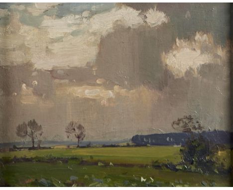 HERBERT ROLLETT, RBA (1872-1932) - LANDSCAPE, OIL SKETCH ON PANEL, 20.5 X 25.5CM Condition reportGood condition, in need of a