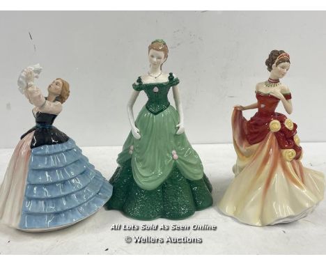 *THREE FIGURINES; ROYAL DOULTON PRETTY LADIES AUTUMN BALL FIGURINE HN 546, ROYAL WORCESTER SUSANNAH FIGURINE OF THE YEAR 2011