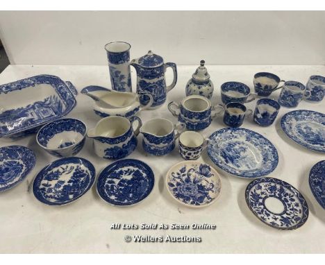 QAUNTITY OF BLUE &amp; WHITE CHINA WARE INCLUDING ROYAL DOULTON, WEDGEWOOD, DEIFTS AND COPELAND SPODE