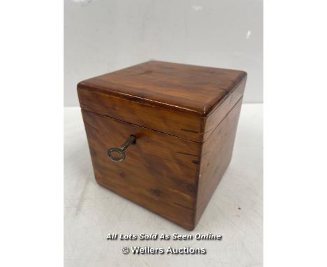 VICTORIAN TEA CADDY WITH KEY, 13 X 12.5 X 13CM
