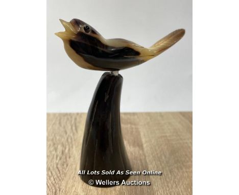 *VINTAGE HAND CARVED SCOTTISH ANTLER HORN BIRD FIGURE ART SCULPTURE CORKSCREW