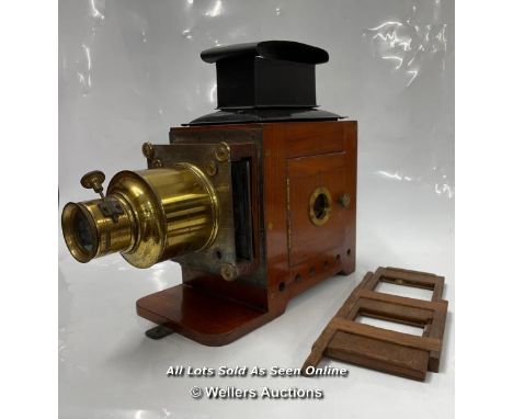 *ANTIQUE VICTORIAN MAHOGANY &amp; BRASS MAGIC LANTERN PROJECTOR C.1890 