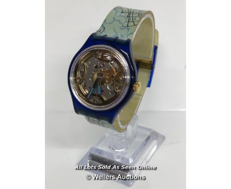 SWATCH MAPPAMONDO WRISTWATCH, C.1993, WITH AUTOMATIC SKELETON MOVEMENT, WATCH RUNNING BUT NOT TESTED