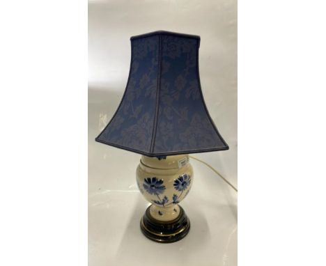 BLUE AND WHITE LAMP PAINTED WITH FLOWERS