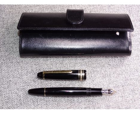A VINTAGE BLACK MONTBLANC MESITERSTUCK FOUNTAIN PEN in original Montblanc leather case