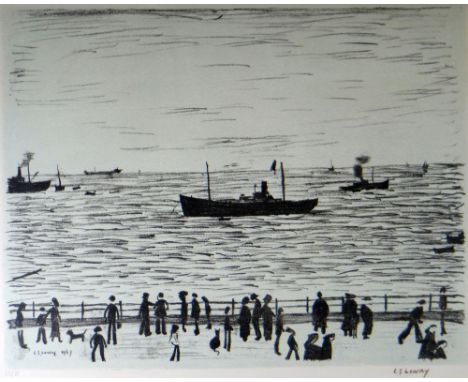 LAURENCE STEPHEN LOWRY limited edition (62/75) lithograph - 'Seaside Promenade', original date 1967, signed, 49 x 63 cms