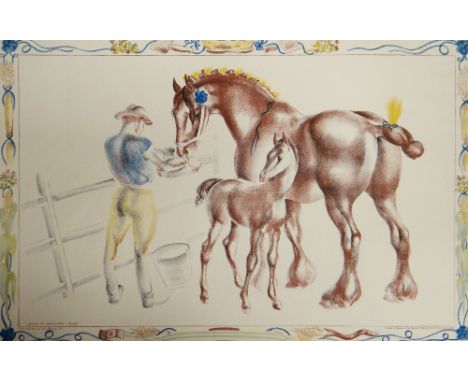 JOHN R SKEAPING coloured lithograph - entitled 'Mare & Foal', printed in England at the Baynard Press for School Prints Ltd, 