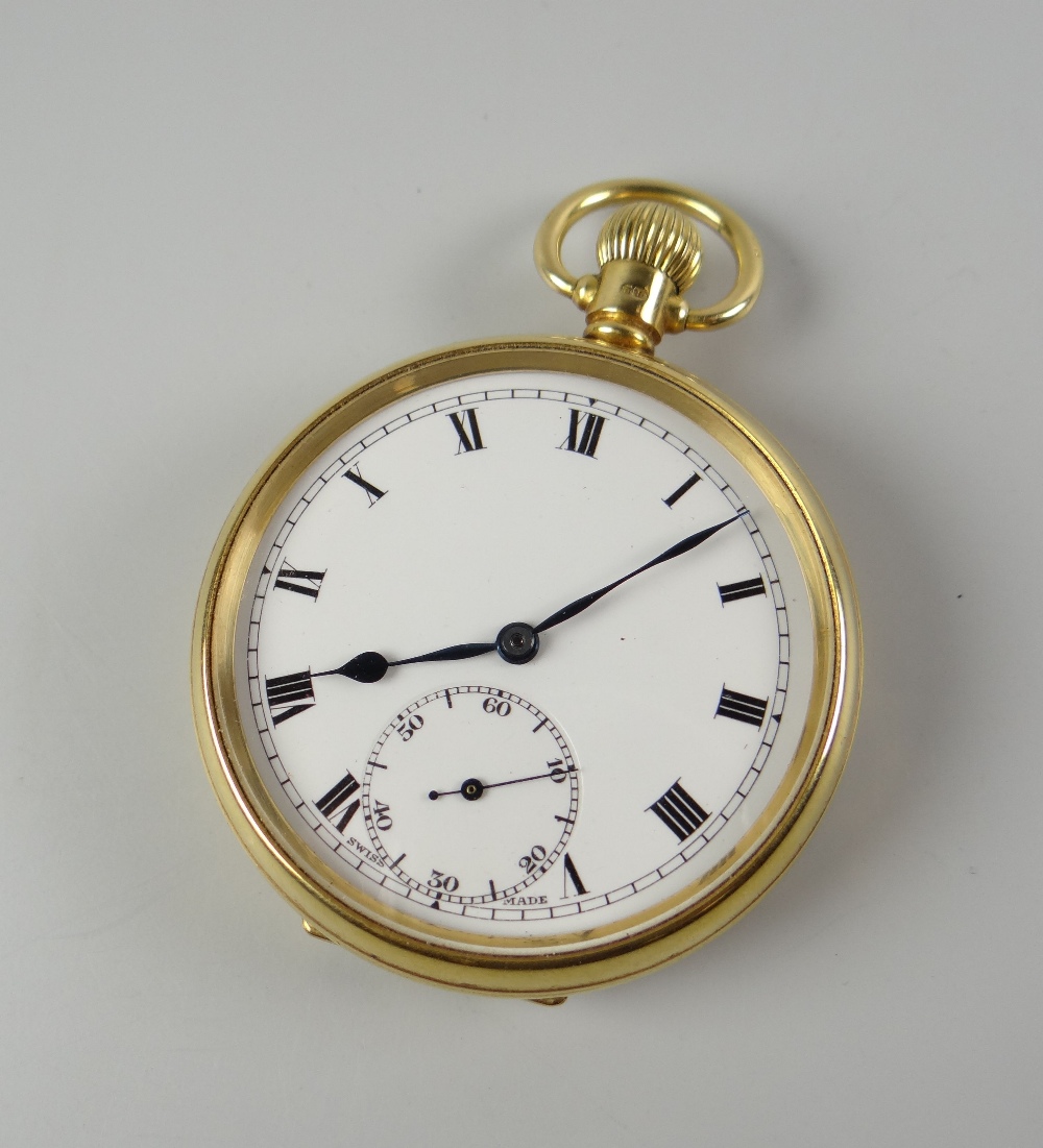 AN 18CT GOLD GENTLEMAN'S POCKET WATCH with engraved initials to back ...