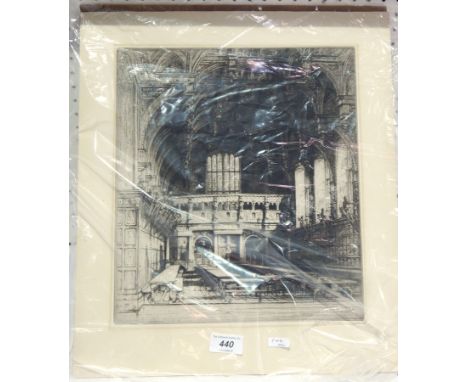 After Sydney R Jones (1881-???)
Etching 
"Inner Temple Hall", interior of a 16th/17th century building, signed in pencil 