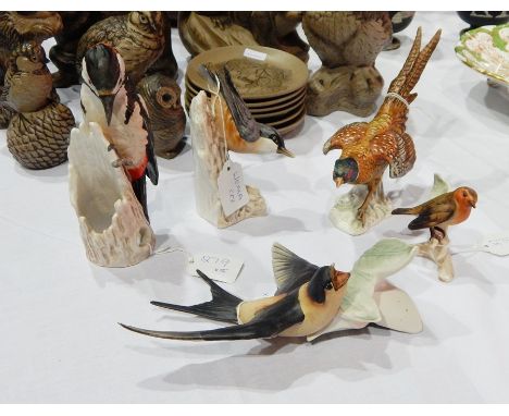 Quantity of Goebel tinted bisque models of birds (5)