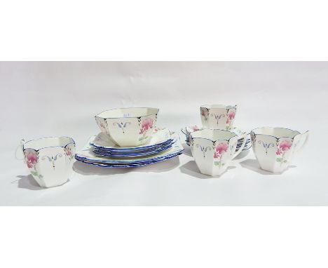 Shelley china part tea service viz four cups, six saucers, four tea plates, two bread and butter plates and a sugar basin, al