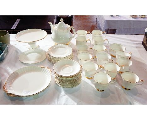 Royal Albert bone china part tea service with scalloped gilt edge 