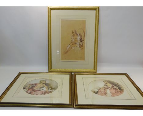 'Madame du Barry as Mademoiselle L'Ange', limited edition print no.740/850 after Sir William Russell Flint 37cm x 22cm and Fe