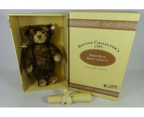 Steiff growler bear; ltd edition No 1286 of 3000, 1995 British Collectors 'Brown Tipped 35' , boxed with certificate   Condit