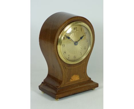 Mahogany balloon mantle clock, cylinder movement, engine turned gilt metal dial signed 'Mappin & Webb', H19cm CLOCKS & BAROME