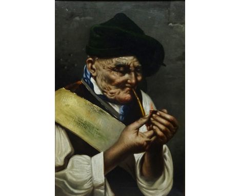 Portrait of an Elderly Italian Man Smoking a Pipe, early 20th century oil on canvas unsigned 38cm x 25cm   Condition Report  
