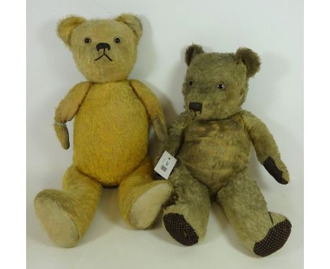 Early - Mid 20th Century straw filled, mohair growler bear and a similar bear possibly by Chad Valley   Condition Report   Cl