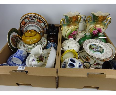 Pair of 19th/ early 20th Century vases, small Royal Doulton vase, Spode, Noritake and other 19th Century and later ceramics i