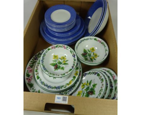 Spode 'Vermicelli' dinnerware and Royal Worcester 'Worcester Herbs' dinnerware in one box   Condition Report   Click here for