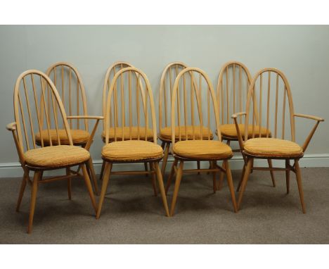 Set eight (6+2) Ercol 'Windsor' elm and beech stick back dining chairs   Condition Report   Click here for further images, co