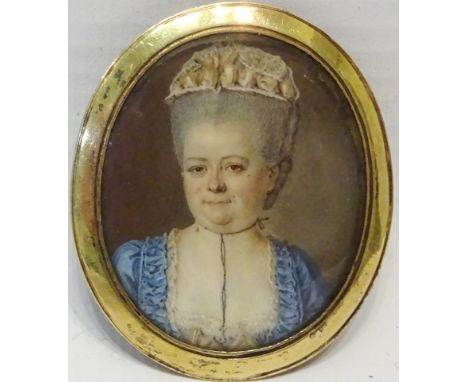 Bust oval Portrait of a Lady, Georgian miniature on ivory 3.5cm x 3cm   Condition Report   Click here for further images, con