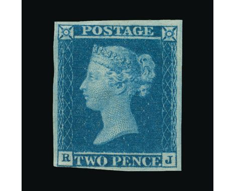 Great Britain - QV (line engraved) : (SG 14) 1841 2d blue, plate 3, RJ, 4 good margins except very close at bottom left, fres
