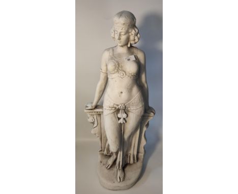 Art Nouveau design sculpted alabaster figure of an exotic Egyptian dancer [75cm] 