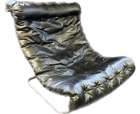 Vintage chrome and button leather relaxer chair, in the manner of Ruud Ekstrand &amp; Christer Norman 