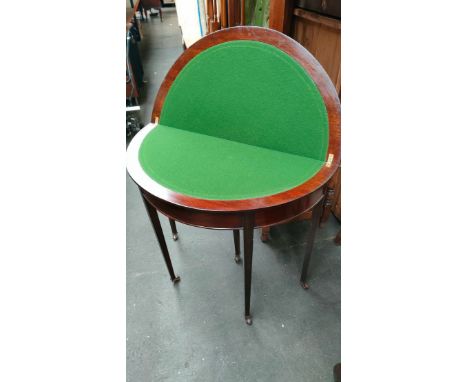 19th century half moon games tables on ceramic casters 