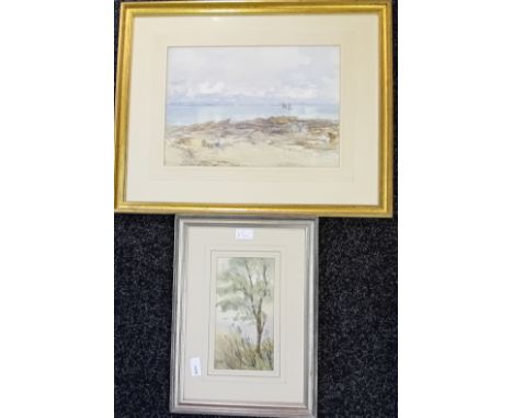 Two Artworks;Watercolour seascape, signed and dated 1917.Tricia Brown - Watercolour of a tree and greenery, signed. 