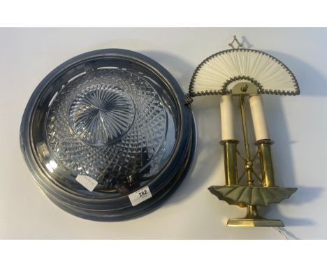 Art deco wall sconce style light along with an art deco style cast metal ceiling light with glass shade [36cm diameter] 