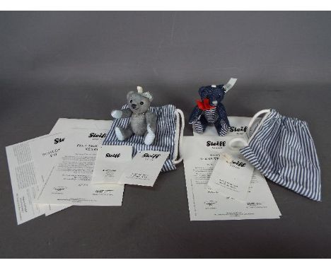 Steiff - Two Limited Edition Steiff Teddy Bear Keyrings. Lot includes #035449 Light Grey Felt Bear number 771 of 2000 10cms i