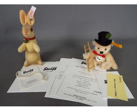 Steiff - Two Steiff miniature animals. Lot includes an unboxed Limited Edition Steiff Velveteen Rabbit #657269. The rabbit in