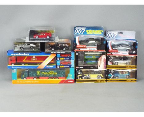 Corgi, Maisto, Fabbri - 13 boxed diecast vehicles in various scales. Lot includes Corgi Supehaulers CC86612 Scania Curtainsid