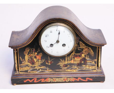 A Japanned mantle clock. L31cm